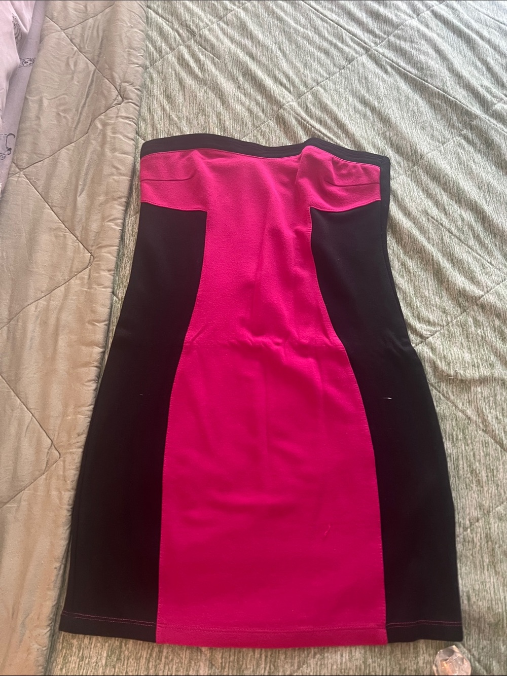Strapless Colorblock Bodycon Dress - Pink & Black